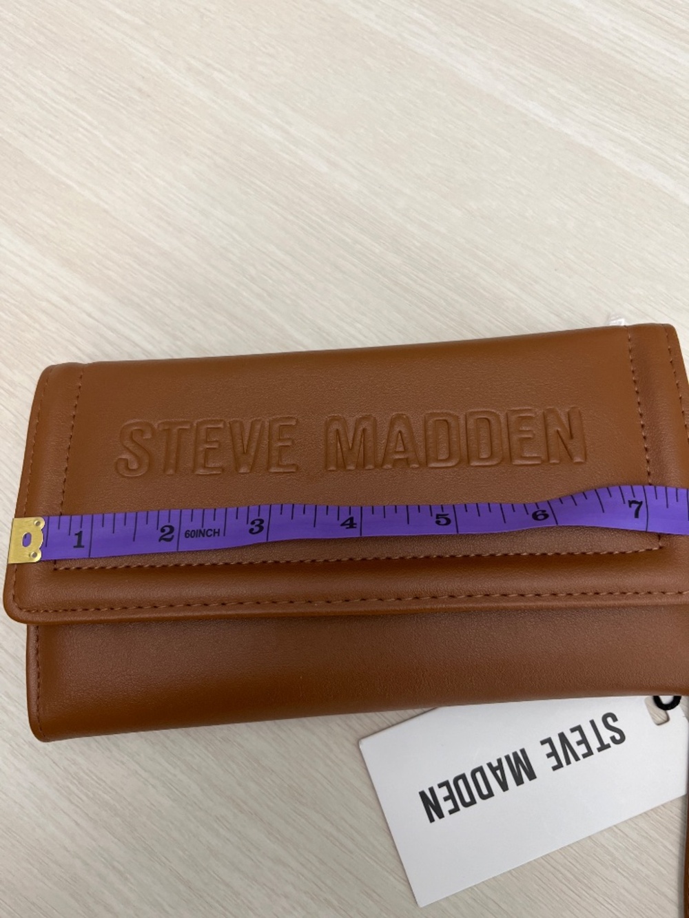 New Steve Madden Chocolate Trifold Wristlet - Picture 9 of 9